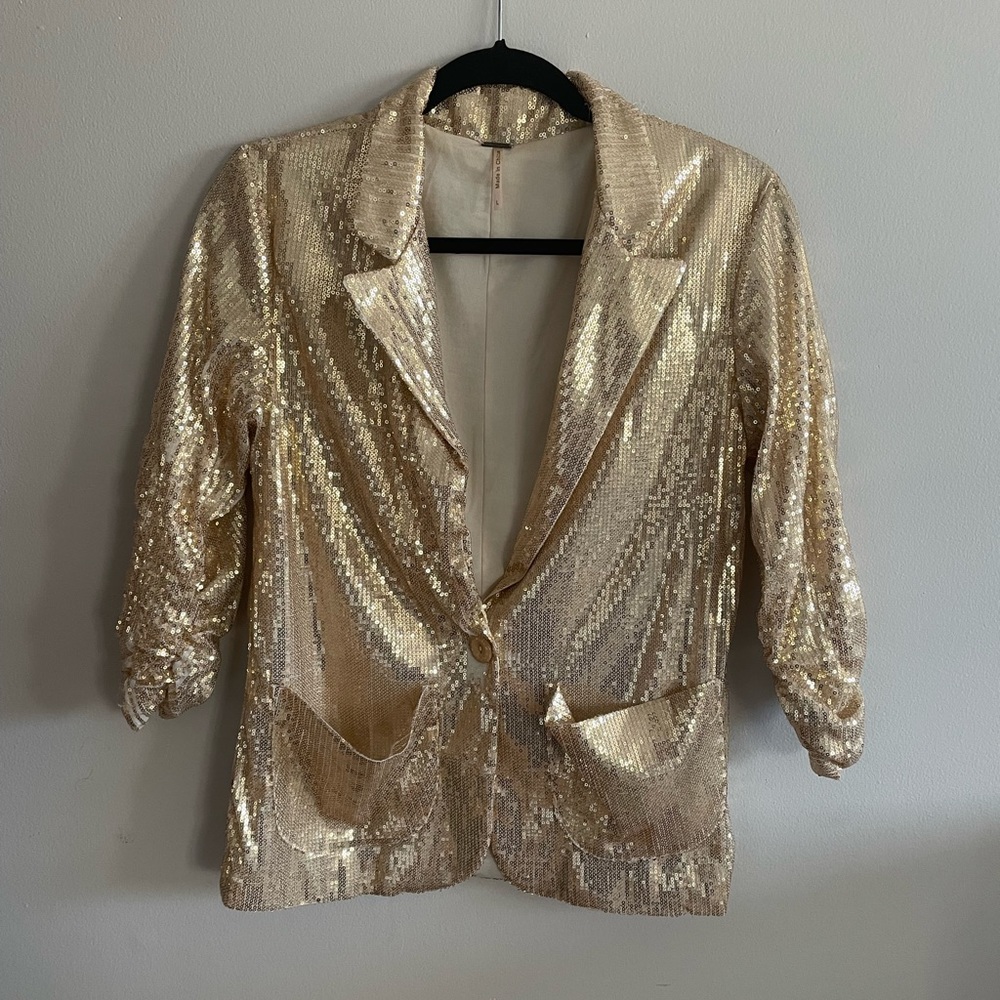Gold sequence blazer by poof. Size large.